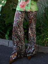 Pantalones anchos elásticos y sueltos con estampado de leopardo único